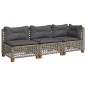 vidaXL Gartensofa mit Kissen 3-Sitzer Grau Poly Rattan vidaXL Gartensofa mit Kissen 3-Sitzer Grau Poly Rattan