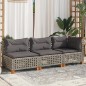 vidaXL Gartensofa mit Kissen 3-Sitzer Grau Poly Rattan vidaXL Gartensofa mit Kissen 3-Sitzer Grau Poly Rattan