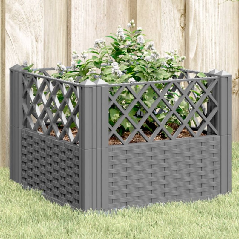 vidaXL Pflanzkasten mit Erdspießen Hellgrau 43,5x43,5x43,5 cm PP vidaXL Pflanzkasten mit Erdspießen Hellgrau 43,5x43,5x43,5 cm PP