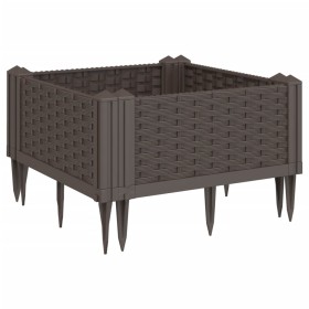 vidaXL Pflanzkasten mit Erdspießen Braun 42,5x42,5x28,5 cm PP