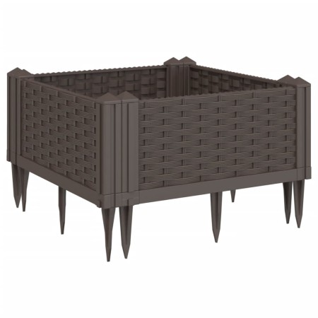 vidaXL Pflanzkasten mit Erdspießen Braun 42,5x42,5x28,5 cm PP