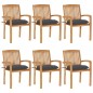 vidaXL Stapelbare Gartenstühle mit Kissen 6 Stk. Massivholz Teak vidaXL Stapelbare Gartenstühle mit Kissen 6 Stk. Massivholz Teak