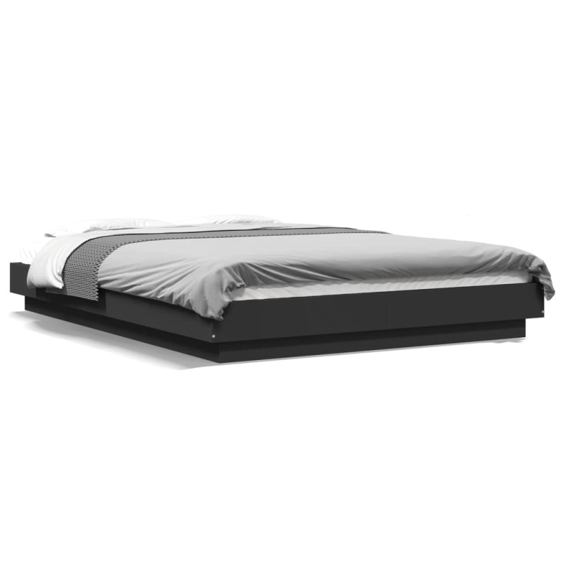 vidaXL Bettgestell mit LED Schwarz 140x190 cm Holzwerkstoff vidaXL Bettgestell mit LED Schwarz 140x190 cm Holzwerkstoff