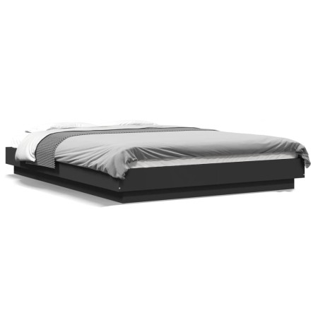 vidaXL Bettgestell mit LED Schwarz 140x190 cm Holzwerkstoff