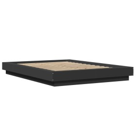 vidaXL Bettgestell mit LED Schwarz 140x190 cm Holzwerkstoff