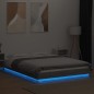 vidaXL Bettgestell mit LED Grau Sonoma 135x190 cm Holzwerkstoff vidaXL Bettgestell mit LED Grau Sonoma 135x190 cm Holzwerkstoff