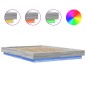vidaXL Bettgestell mit LED Grau Sonoma 135x190 cm Holzwerkstoff vidaXL Bettgestell mit LED Grau Sonoma 135x190 cm Holzwerkstoff