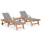 Sonnenliegen 2 Stk. mit Tisch und Auflagen Massivholz Teak Sonnenliegen 2 Stk. mit Tisch und Auflagen Massivholz Teak