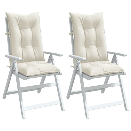 vidaXL Hochlehner-Auflagen 2 Stk. Melange Creme 120x50x7 cm Stoff