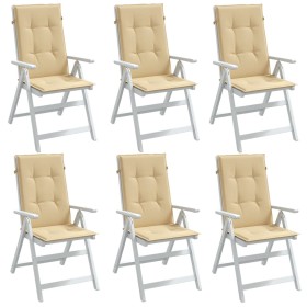 vidaXL Hochlehner-Auflagen 6 Stk. Melange Beige 120x50x4 cm Stoff