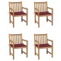 vidaXL Gartenstühle 4 Stk. mit Weinroten Kissen Massivholz Teak vidaXL Gartenstühle 4 Stk. mit Weinroten Kissen Massivholz Teak
