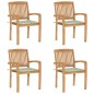 Stapelbare Gartenstühle mit Kissen 4 Stk. Massivholz Teak Stapelbare Gartenstühle mit Kissen 4 Stk. Massivholz Teak