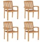 Stapelbare Gartenstühle mit Kissen 4 Stk. Massivholz Teak Stapelbare Gartenstühle mit Kissen 4 Stk. Massivholz Teak