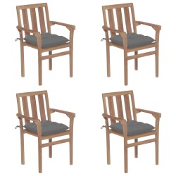 vidaXL Stapelbare Gartenstühle mit Kissen 4 Stk. Massivholz Teak