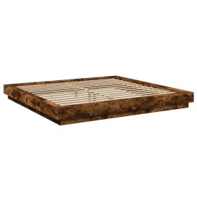 vidaXL Bettgestell mit LED Räuchereiche 200x200 cm Holzwerkstoff