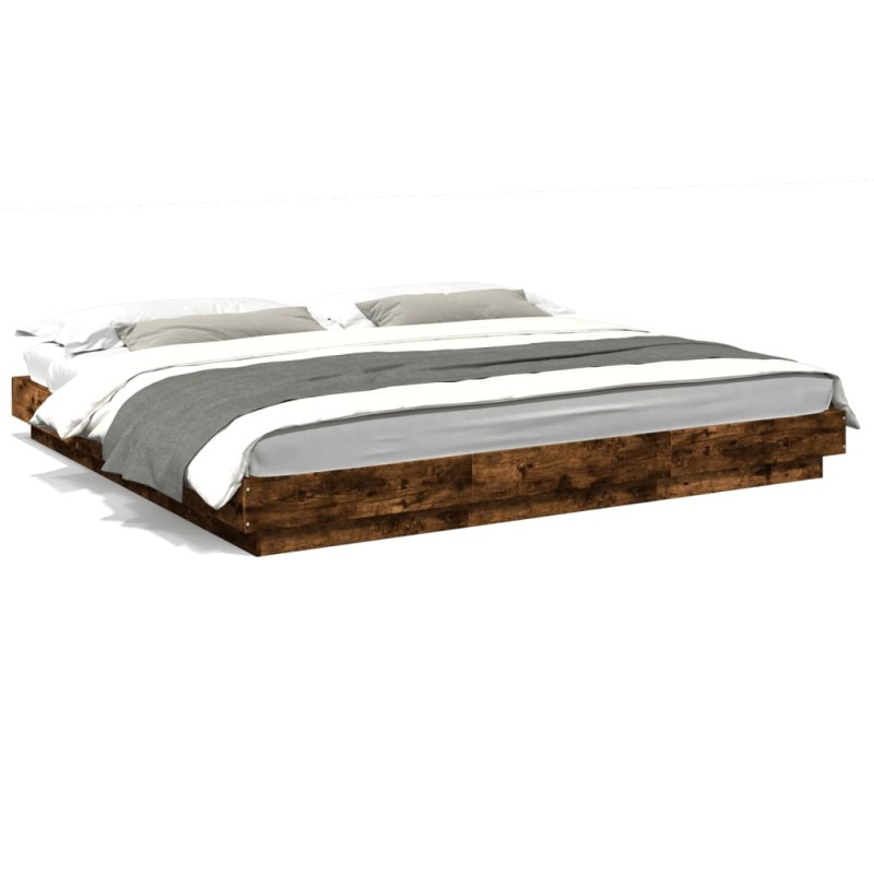 vidaXL Bettgestell mit LED Räuchereiche 180x200 cm Holzwerkstoff vidaXL Bettgestell mit LED Räuchereiche 180x200 cm Holzwerkstoff