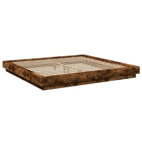 vidaXL Bettgestell mit LED Räuchereiche 180x200 cm Holzwerkstoff