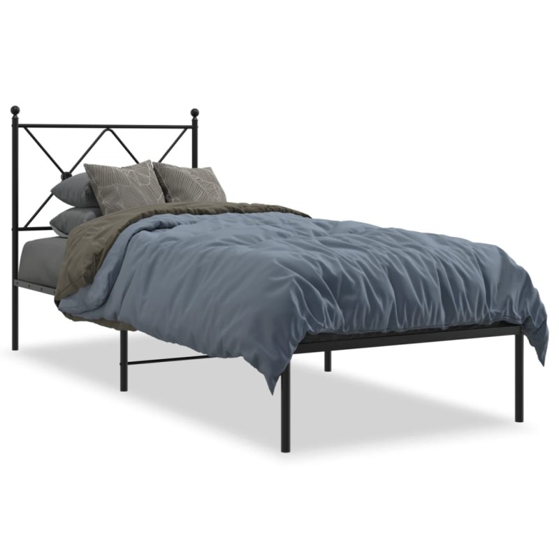 vidaXL Bettgestell mit Kopfteil Metall Schwarz 75x190 cm vidaXL Bettgestell mit Kopfteil Metall Schwarz 75x190 cm