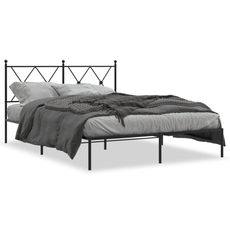 vidaXL Bettgestell mit Kopfteil Metall Schwarz 135x190 cm vidaXL Bettgestell mit Kopfteil Metall Schwarz 135x190 cm