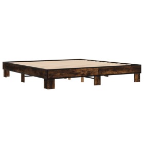 vidaXL Bettgestell Räuchereiche 200x200 cm Holzwerkstoff und Metall