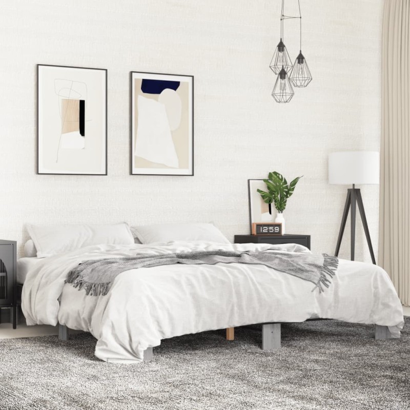 vidaXL Bettgestell Grau Sonoma 180x200 cm Holzwerkstoff und Metall vidaXL Bettgestell Grau Sonoma 180x200 cm Holzwerkstoff und Metall