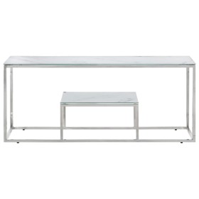 vidaXL Couchtisch Silbern Edelstahl und Hartglas