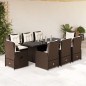vidaXL 9-tlg. Garten-Essgruppe mit Kissen Braun Poly Rattan vidaXL 9-tlg. Garten-Essgruppe mit Kissen Braun Poly Rattan