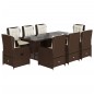vidaXL 9-tlg. Garten-Essgruppe mit Kissen Braun Poly Rattan vidaXL 9-tlg. Garten-Essgruppe mit Kissen Braun Poly Rattan