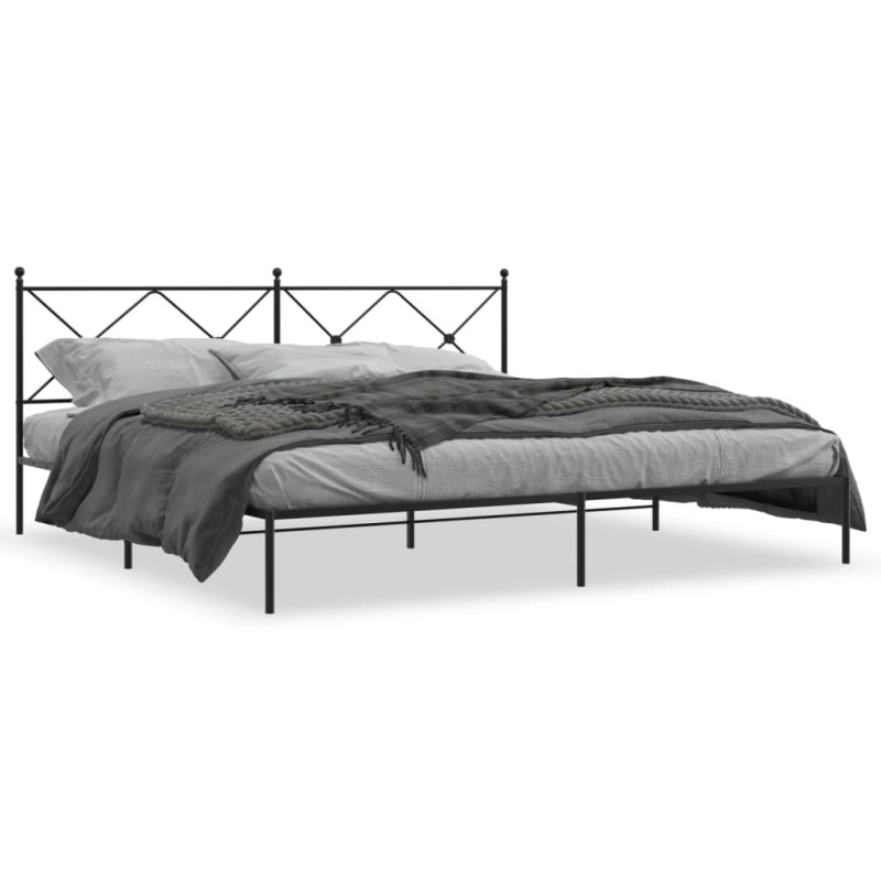 vidaXL Bettgestell mit Kopfteil Metall Schwarz 193x203 cm vidaXL Bettgestell mit Kopfteil Metall Schwarz 193x203 cm