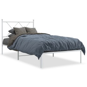 vidaXL Bettgestell mit Kopfteil Metall Weiß 90x190 cm