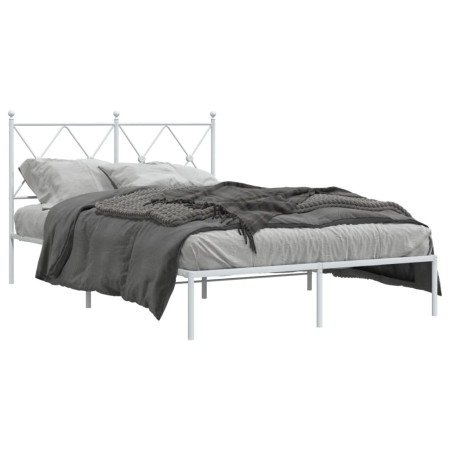 vidaXL Bettgestell mit Kopfteil Metall Weiß 120x190 cm