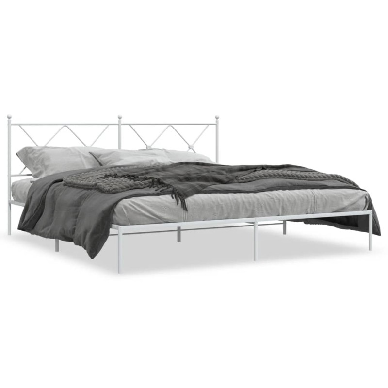vidaXL Bettgestell mit Kopfteil Metall Weiß 180x200 cm vidaXL Bettgestell mit Kopfteil Metall Weiß 180x200 cm