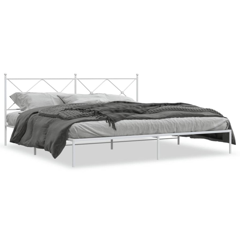 vidaXL Bettgestell mit Kopfteil Metall Weiß 193x203 cm vidaXL Bettgestell mit Kopfteil Metall Weiß 193x203 cm