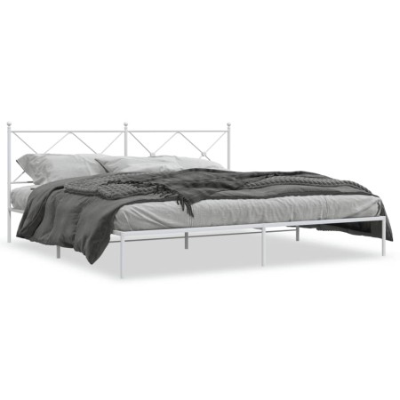 vidaXL Bettgestell mit Kopfteil Metall Weiß 193x203 cm