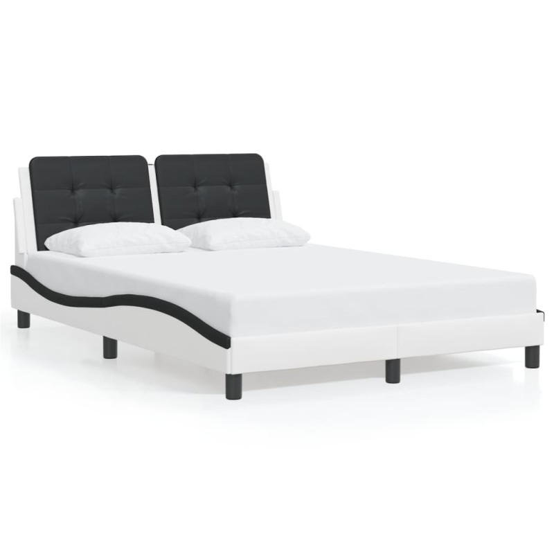 vidaXL Bettgestell mit Kopfteil Weiß und Schwarz 120x200 cm Kunstleder vidaXL Bettgestell mit Kopfteil Weiß und Schwarz 120x200 cm Kunstleder