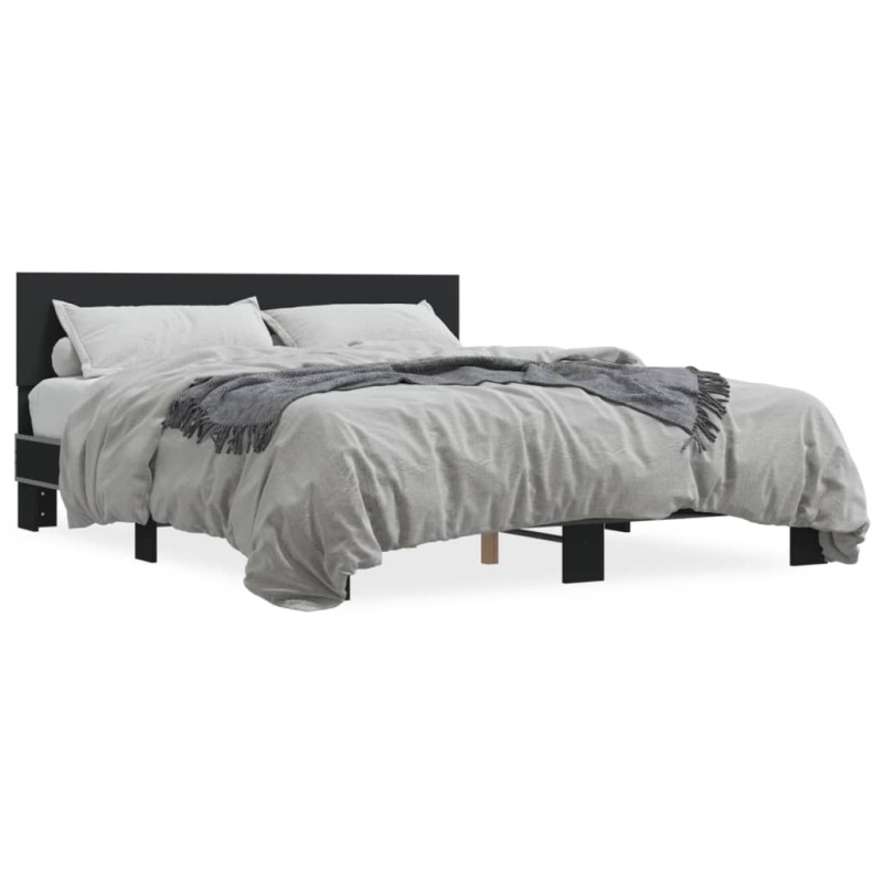 vidaXL Bettgestell Schwarz 160x200 cm Holzwerkstoff und Metall vidaXL Bettgestell Schwarz 160x200 cm Holzwerkstoff und Metall