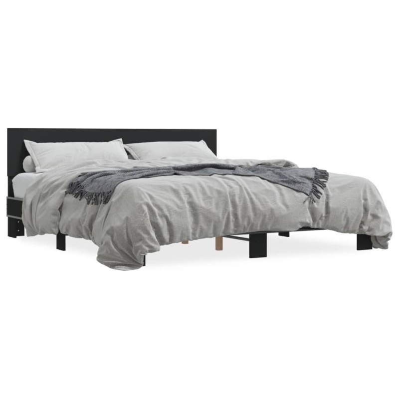 vidaXL Bettgestell Schwarz 180x200 cm Holzwerkstoff und Metall vidaXL Bettgestell Schwarz 180x200 cm Holzwerkstoff und Metall