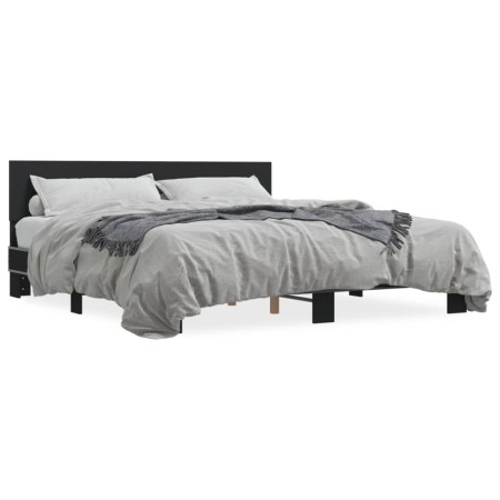 vidaXL Bettgestell Schwarz 180x200 cm Holzwerkstoff und Metall