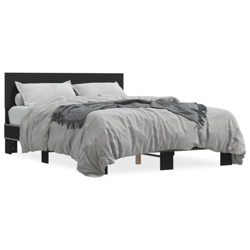 vidaXL Bettgestell Schwarz 140x190 cm Holzwerkstoff und Metall vidaXL Bettgestell Schwarz 140x190 cm Holzwerkstoff und Metall