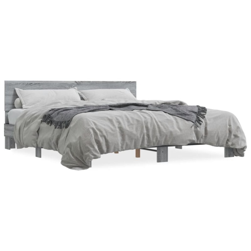 vidaXL Bettgestell Grau Sonoma 180x200 cm Holzwerkstoff und Metall vidaXL Bettgestell Grau Sonoma 180x200 cm Holzwerkstoff und Metall