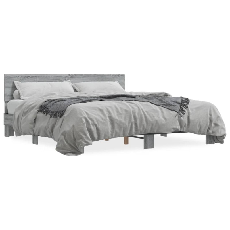 vidaXL Bettgestell Grau Sonoma 200x200 cm Holzwerkstoff und Metall vidaXL Bettgestell Grau Sonoma 200x200 cm Holzwerkstoff und Metall