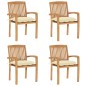 Stapelbare Gartenstühle mit Kissen 4 Stk. Massivholz Teak Stapelbare Gartenstühle mit Kissen 4 Stk. Massivholz Teak