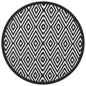 vidaXL Outdoor-Teppich Weiß und Schwarz Ø120 cm PP