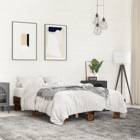 vidaXL Bettgestell Räuchereiche 120x190 cm Holzwerkstoff und Metall