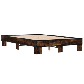 vidaXL Bettgestell Räuchereiche 120x190 cm Holzwerkstoff und Metall