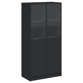 vidaXL Highboard mit Türen Schwarz 68x37x142 cm Holzwerkstoff