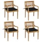 Batavia-Stühle mit Kissen 4 Stk. Massivholz Teak Batavia-Stühle mit Kissen 4 Stk. Massivholz Teak