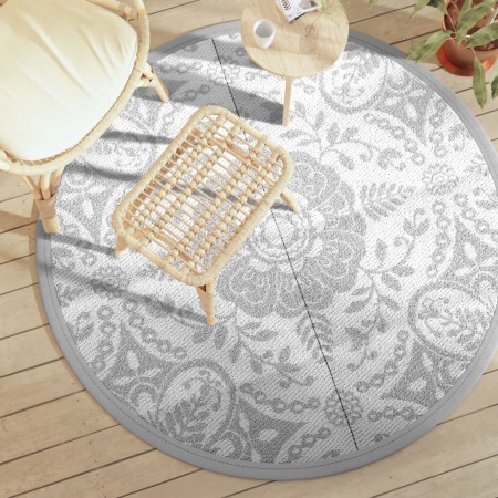 vidaXL Outdoor-Teppich Hellgrau Ø160 cm PP