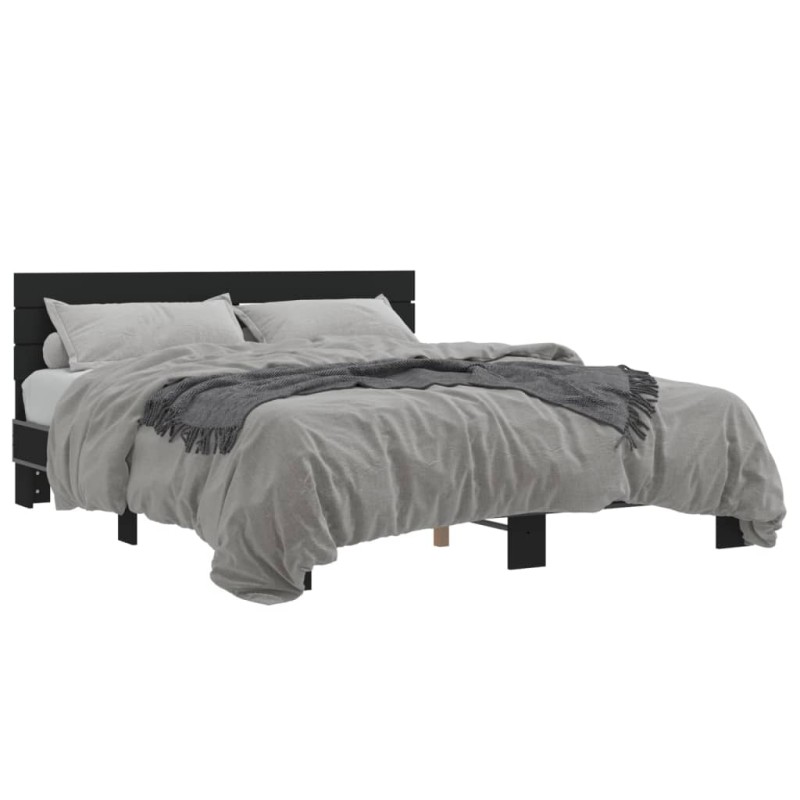 vidaXL Bettgestell Schwarz 160x200 cm Holzwerkstoff und Metall vidaXL Bettgestell Schwarz 160x200 cm Holzwerkstoff und Metall