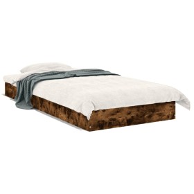vidaXL Bettgestell Räuchereiche 90x200 cm Holzwerkstoff